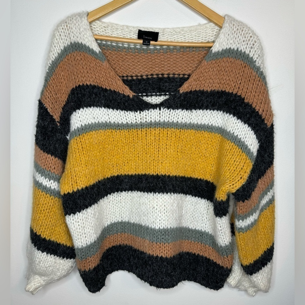 Lumiere Women’s Striped Chunky Drop Sleeve Sweater Size M